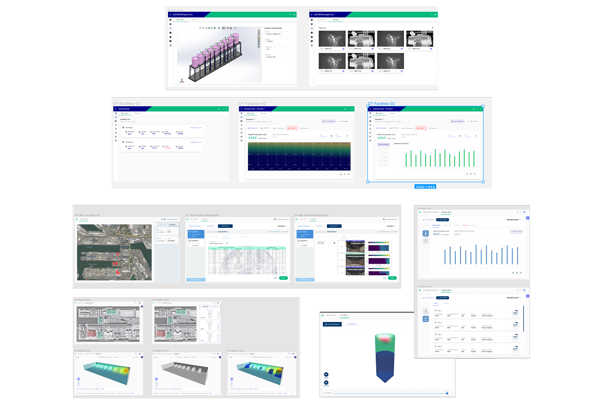 Figma prototypes for a warehouse digital twin application